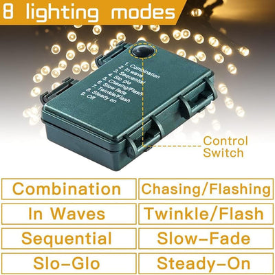 Avoalre Lichterkette Batterien 40M 300LEDs Weihnachtsbeleuchtung Aussen, 8 Modi Lichterkette Batteri