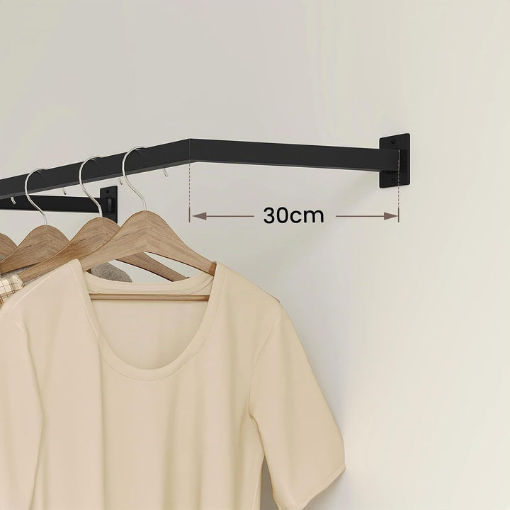 2er Set Kleiderstange Wand Rechteck, Garderobenstange Wandmontage, aus Industrierohr, platzsparend,