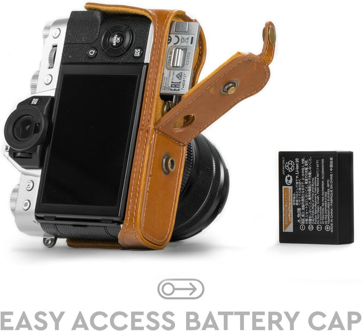 MegaGear MG983 Ever Ready Leder Kamera-Case mit Trageriemen kompatibel mit Fujifilm X-T30, X-T20, X-
