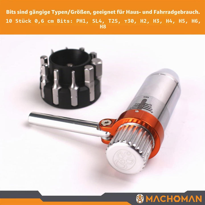 MACHOMAN TQW011 11 Pieces Torque Wrench Adjustable 3-10Nm, within +/- 5% genau, geeignet für Bike, T