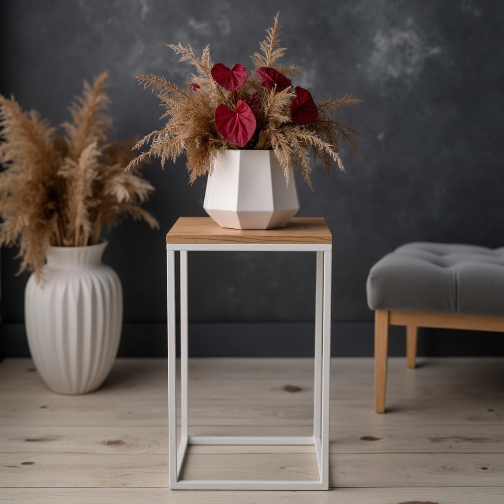 Pflanzenständer Craft - 24x24x40cm - Farbe Weiss - für Zimmerblumen - Metallregal - dekorativer Tisc