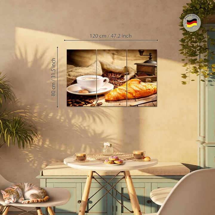Runa Art Wandbilder Küche Kaffee Bild XXL Esszimmer Küchenbilder Braun Esszimmer 120 x 80 cm 3 Teili