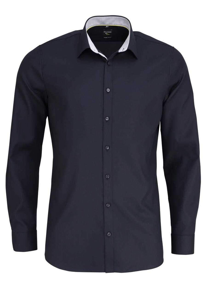 OLYMP No. Six super Slim Hemd Langarm Stretch bügelleicht Nachtblau, Schwarz