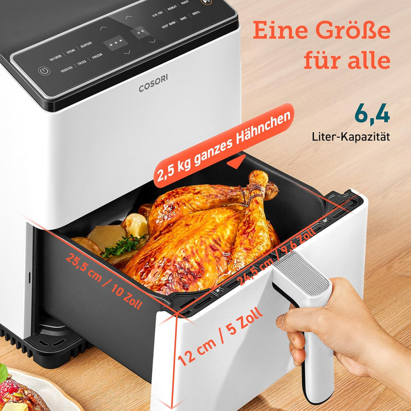 COSORI Heissluftfritteuse XXL, Dual Blaze, 6,4 L(1.8kg) Wifi verbunden, Airfryer mit 12 Multifunktio