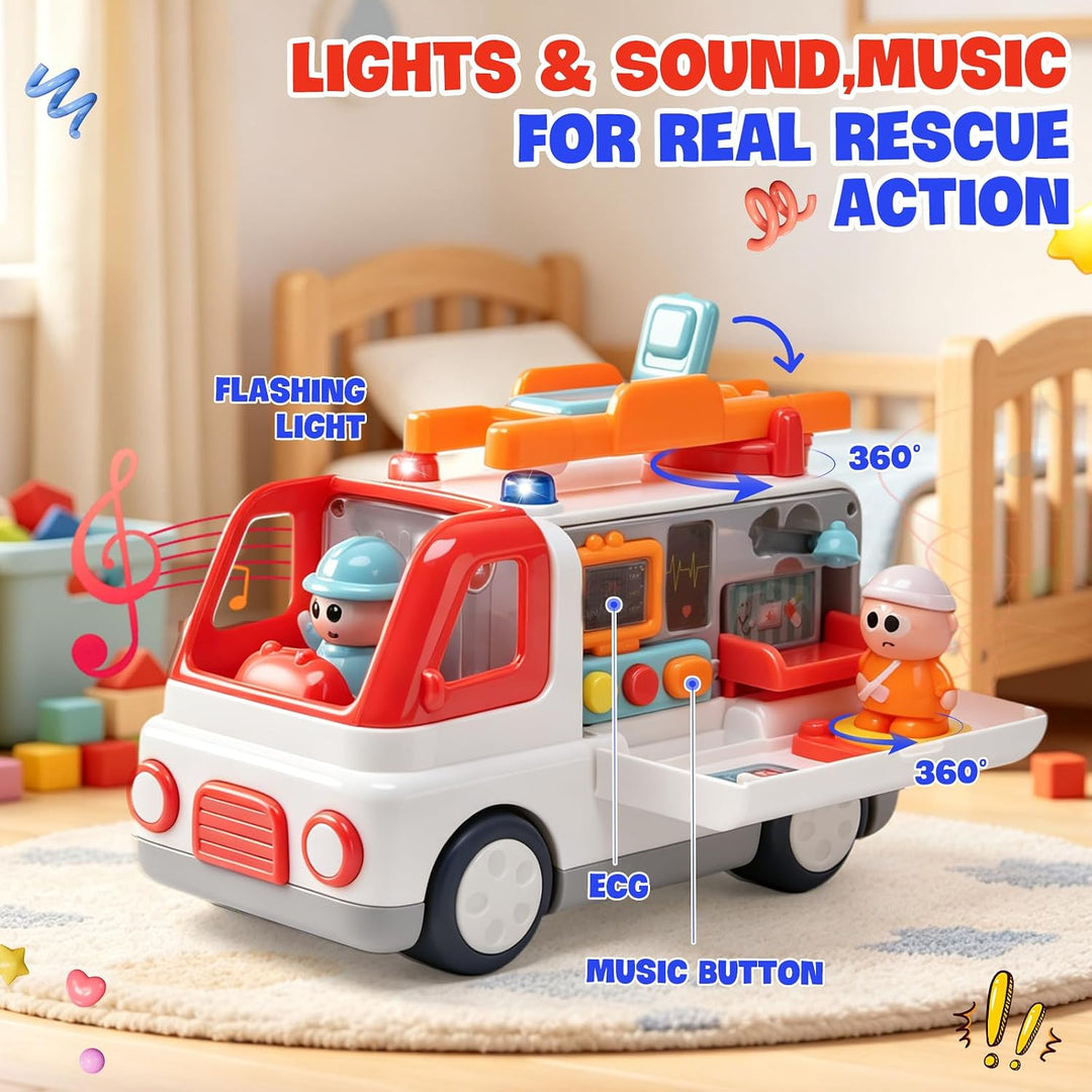 Krankenwagen Spielzeug, mit Licht, Sound und abnehmbaren Teilen, Montessori Spielzeug, Multifunktion