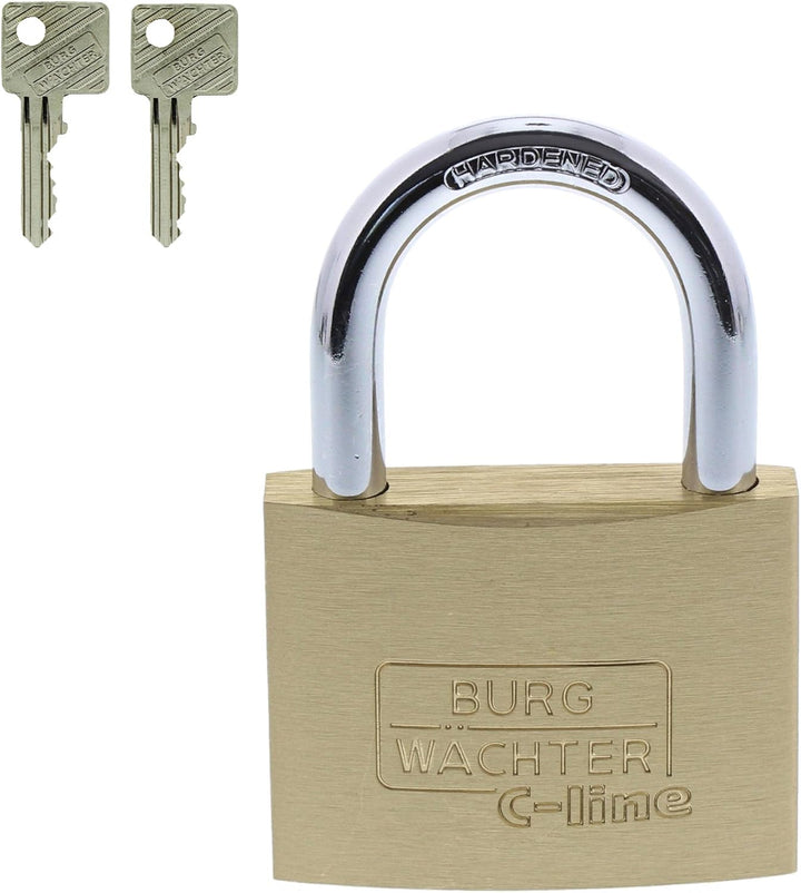 Burg Wächter Vorhängeschloss, C-Line 222 60 SB, inkl. 2 Schlüssel, Messing 60 mm (Packung mit 2) 60