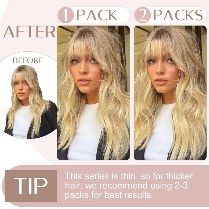 SEGO Clip in Haar Extensions Echthaar Haarverlängerungen ein Tresse 5 Clips Haarverdichtung Haarteil