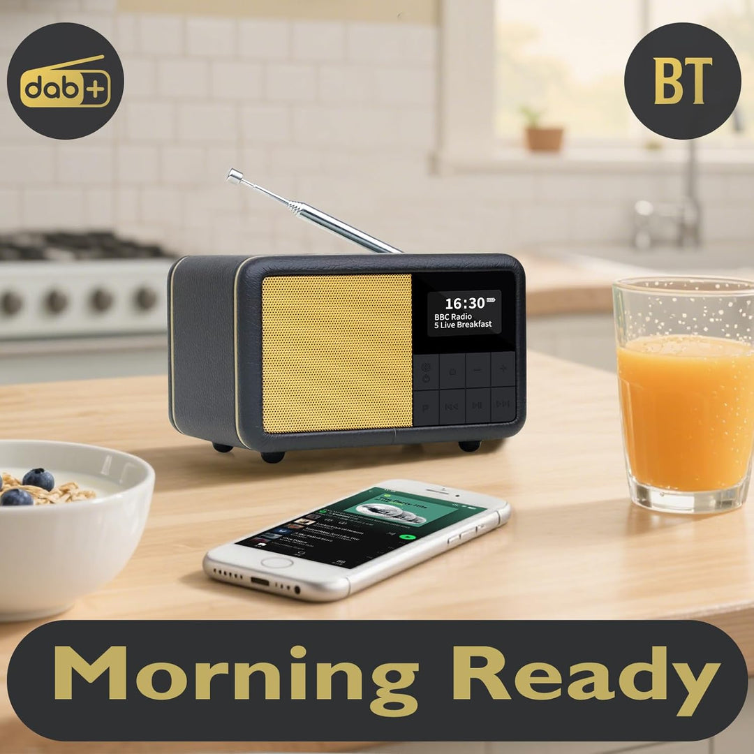 LEMEGA CR7 Tragbares Mini DAB+ Radio mit Bluetooth（Akku mit bis zu 12 Stunden Laufzeit,UKW,IPX4 wass