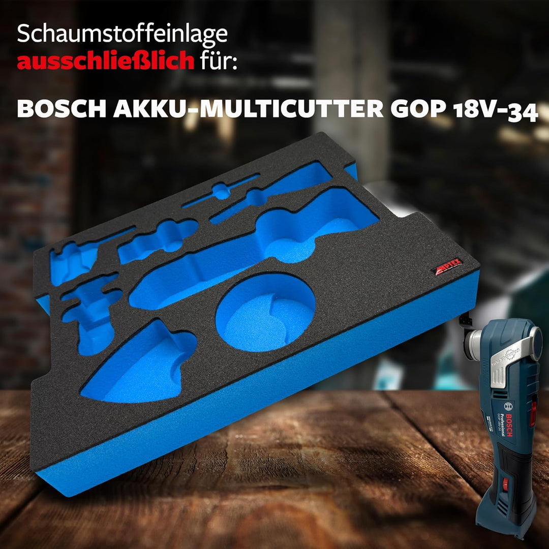 APTEX Schaumeinlage für Bosch Akku-Multicutter GOP 18V-34 – Polstereinlage & Schaumstoffpolsterung f