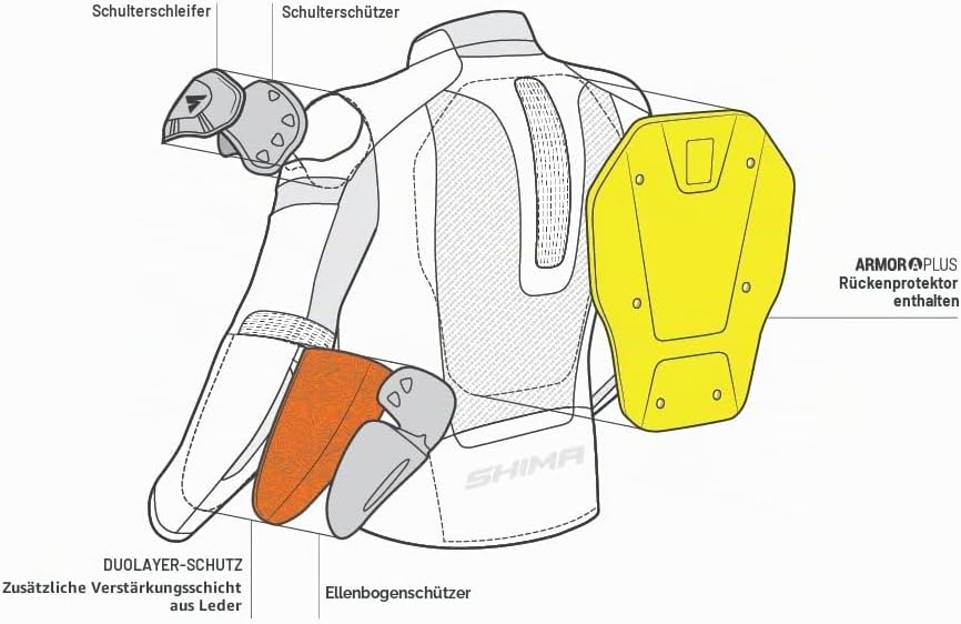 SHIMA PISTON Herren-Motorradjacke - Leder, urbane Jacke mit Netzeinsätzen, Protektoren an Schultern,