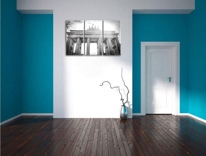 Pixxprint Brandenburger Tor in Berlin als Leinwandbild/Grösse: 3 Teilig (120x80) cm/Wandbild/Kunstdr