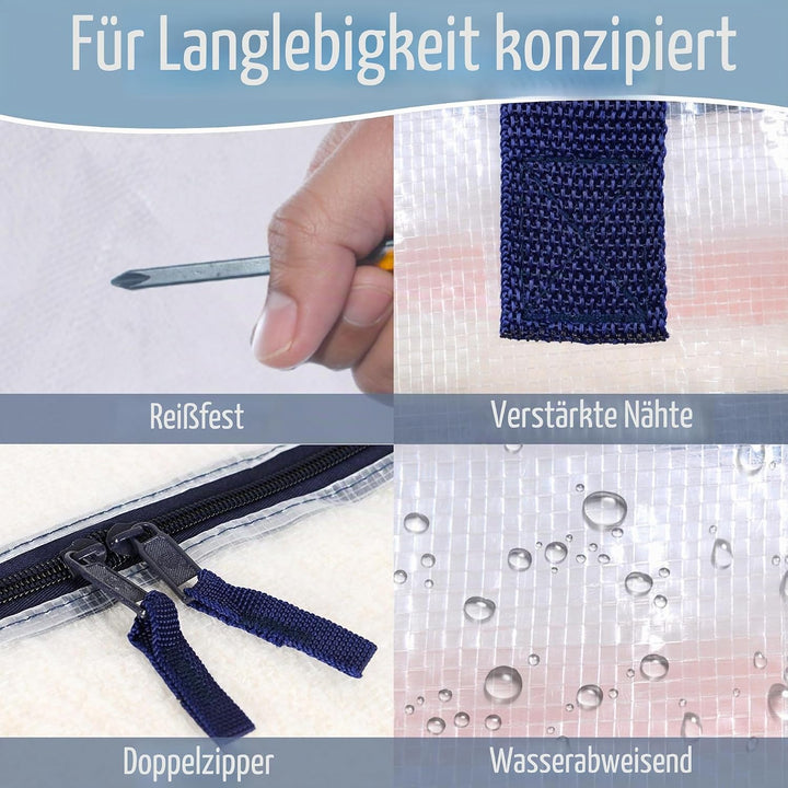 VENO 102 Liter Grosse Aufbewahrungstasche mit Deckel, Strapazierfähige Griffe und Reissverschlüssen