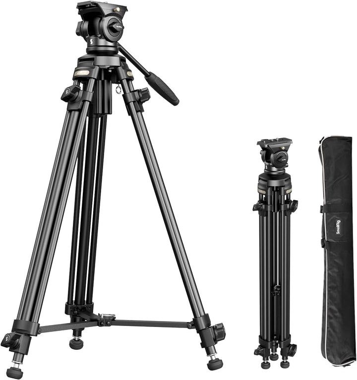 SMALLRIG 62" Videostativ mit 360° Fluidkopf, leichtes Kamerastativ aus Aluminiumlegierung mit QR-Pla