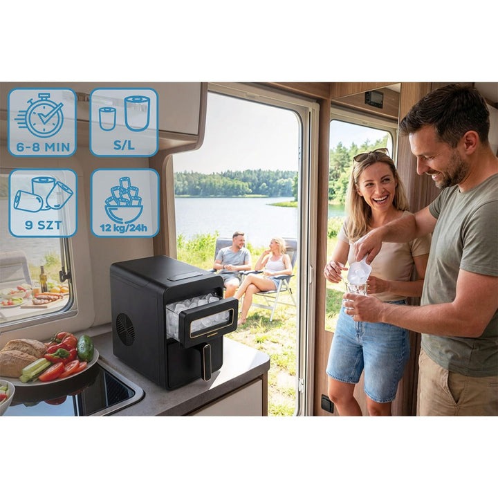 Berdsen Eiswürfelmaschine 12 kg/24 h - 9 Eiswürfel in 6-8 Minuten - Eiswürfelbereiter mit 2 Grössen