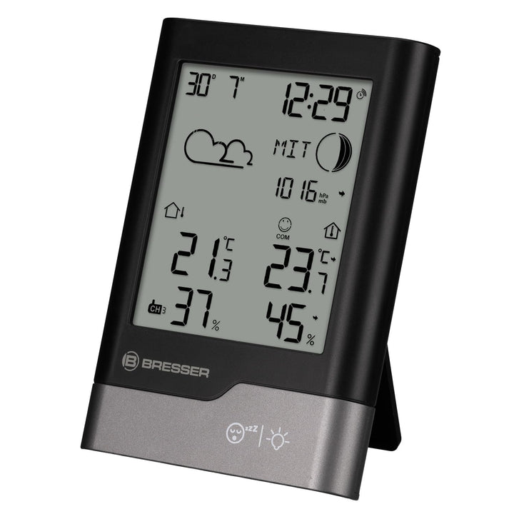 Bresser Funkwetterstation mit Aussensensor Temperatur, Luftfeuchtigkeit, Wettervorhersage, Frostwarn