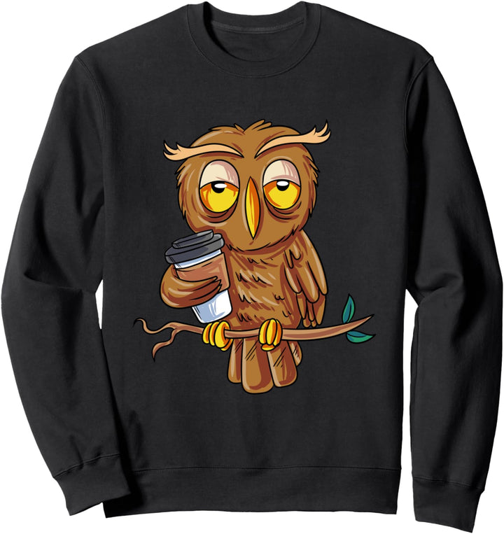 Kaffeetrinker mit Eulenmotiv Sweatshirt