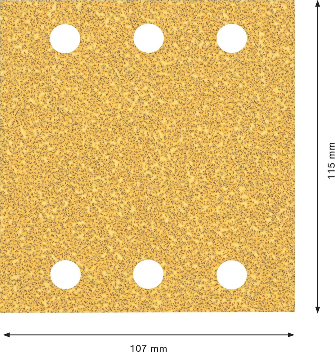 Bosch 50x EXPERT C470 Schleifpapier mit 6 Löchern (für Farbe auf Holz, Hartholz, Ø 115x107 mm, Körnu