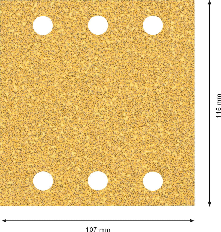 Bosch 50x EXPERT C470 Schleifpapier mit 6 Löchern (für Farbe auf Holz, Hartholz, Ø 115x107 mm, Körnu