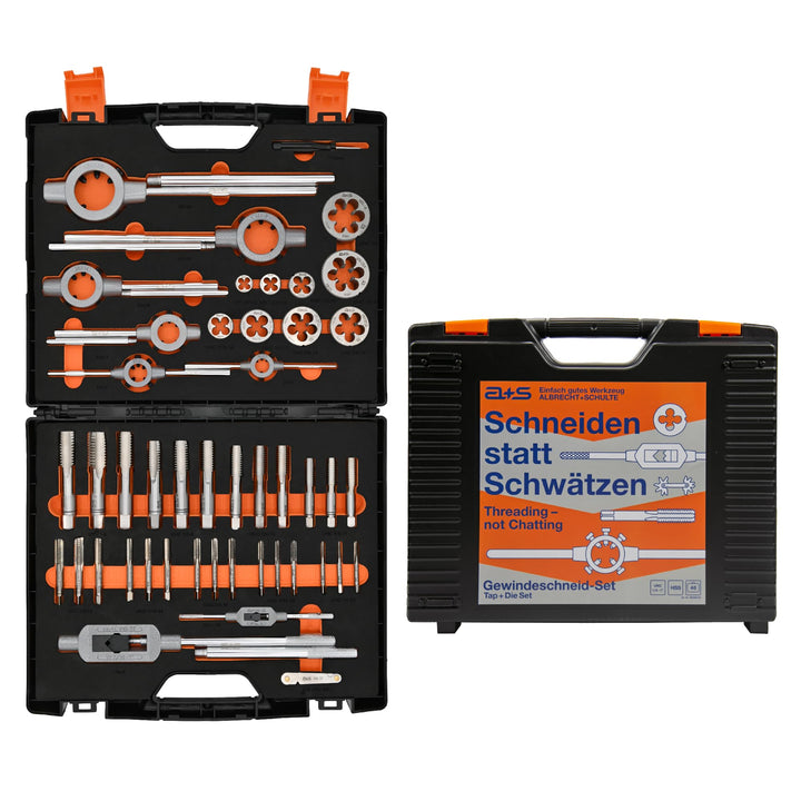 a+s UNC Gewindeschneider Set Zoll | HSS-G, 1/4''–1'', 46-teilig | Gewindebohrer, Schneideisen, Verst