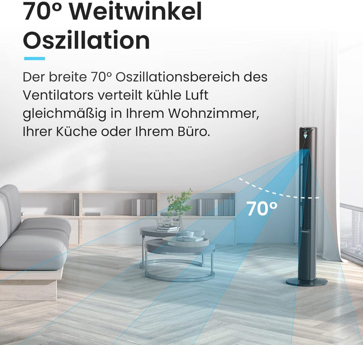Pro Breeze Premium Design Turmventilator mit Fernbedienung, Timer & Oszillation, 117cm hoch - Standv