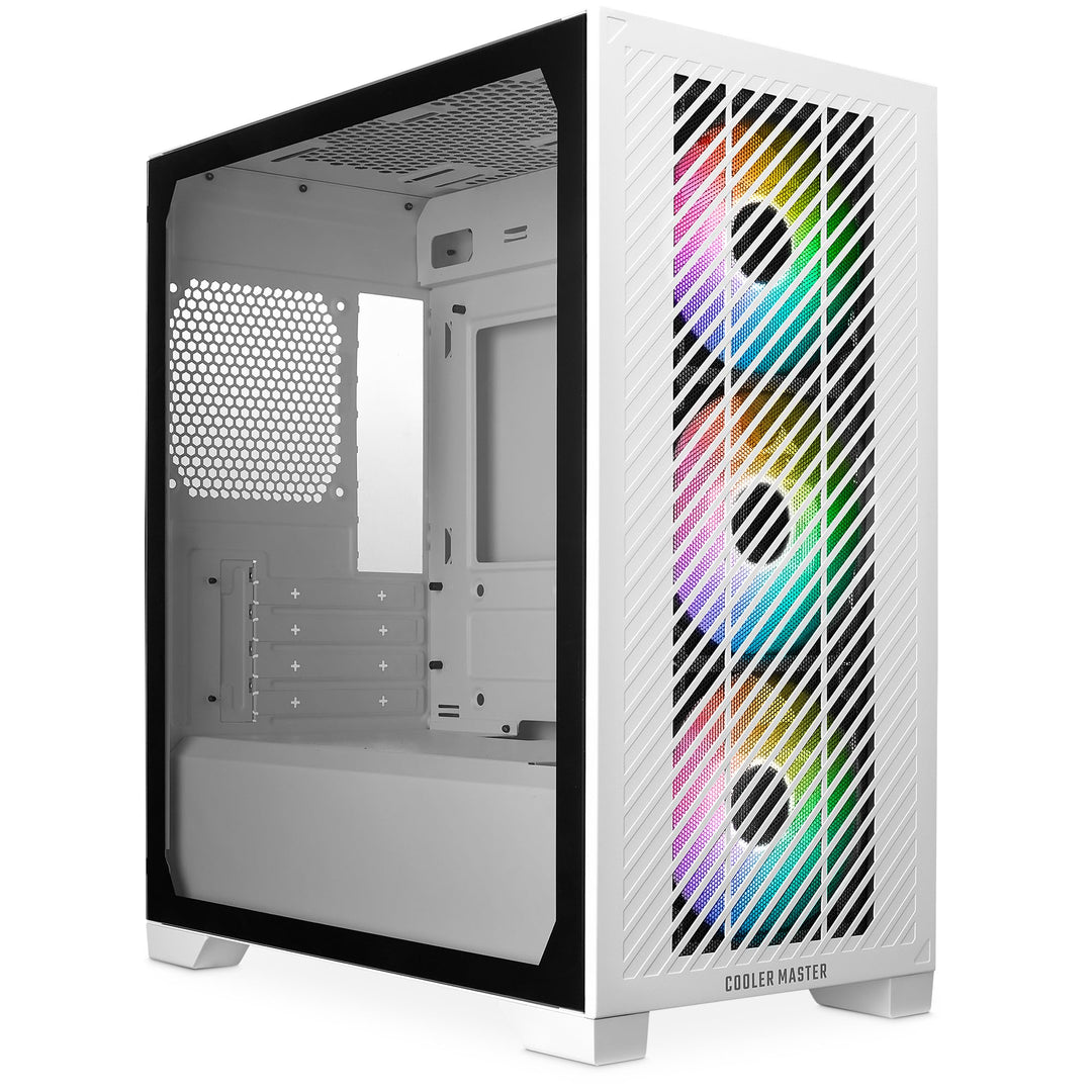 Cooler Master Elite 301 weiss – Mini-Tower (Micro-ATX, ITX), 3 x 120 mm ARGB-Ansauglüfter (1200 U/mi