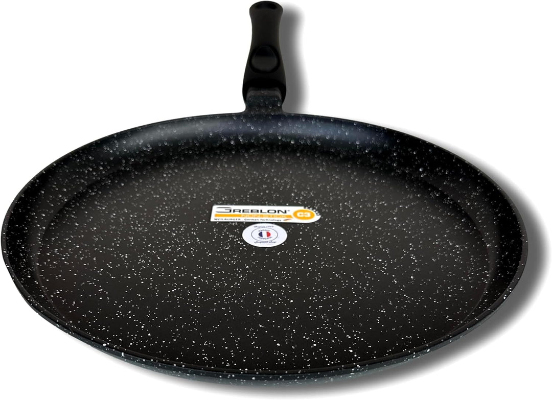 Cflagrant® Grosse Crêpe-Pfanne 32 cm Crêpe-Pfanne in Steinoptik, für alle Herdarten geeignet, auch I