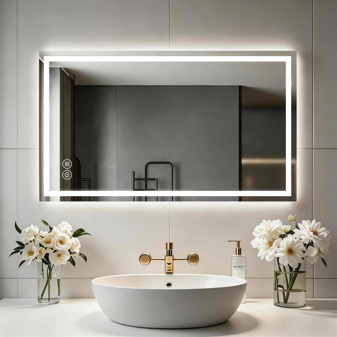 Badezimmerspiegel Wandspiegel LED Badspiegel mit Beleuchtung 120x70cm mit Touch-Schalter Beschlagfre