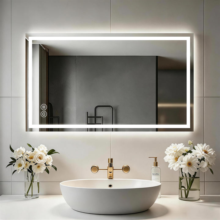 Badezimmerspiegel Wandspiegel LED Badspiegel mit Beleuchtung 120x70cm mit Touch-Schalter Beschlagfre
