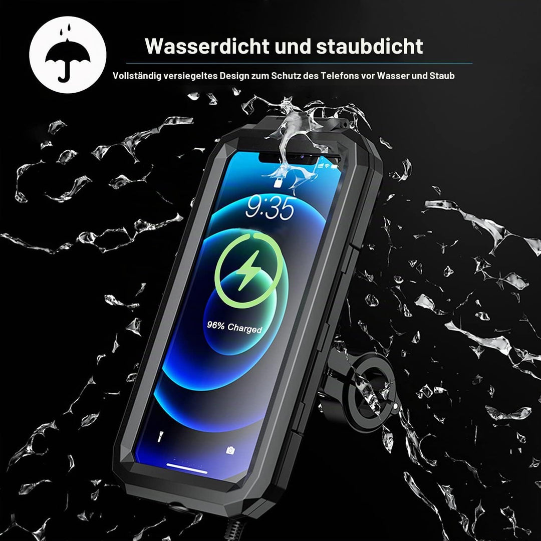iMESTOU Wasserdichtes Motorrad Wireless USB C Telefonmontage, Lenker Handyhalter 360 Rotation Passt