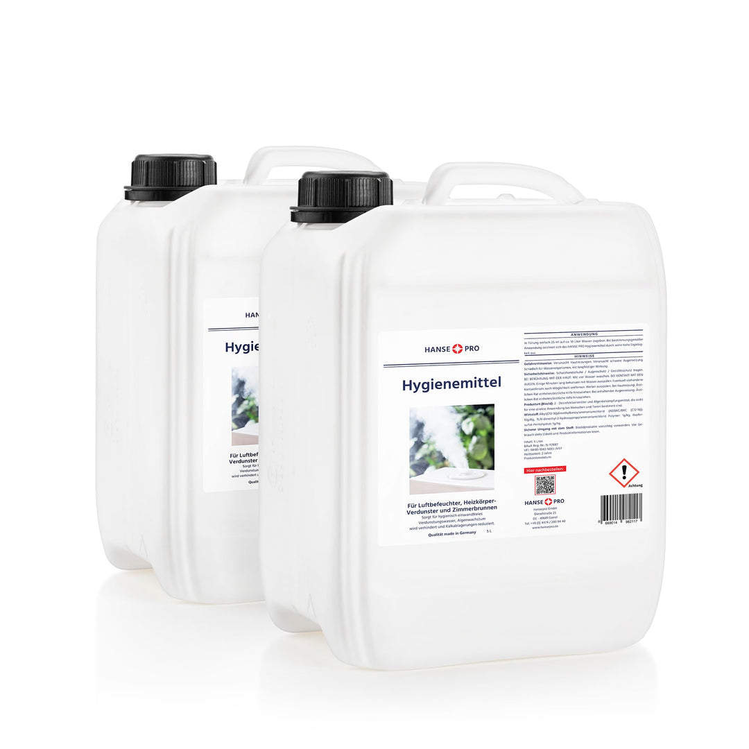 HANSE PRO Hygienemittel, 2 x 5 Liter I Für Luftbefeuchter, Luftreiniger, Luftwäscher, Heizkörper-Ver