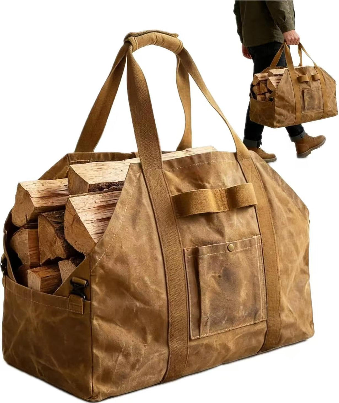 Kaminholztasche Holzkorb Transporttasche Holztragetasche Holztragekorb für Kaminholz Brennholz Trage