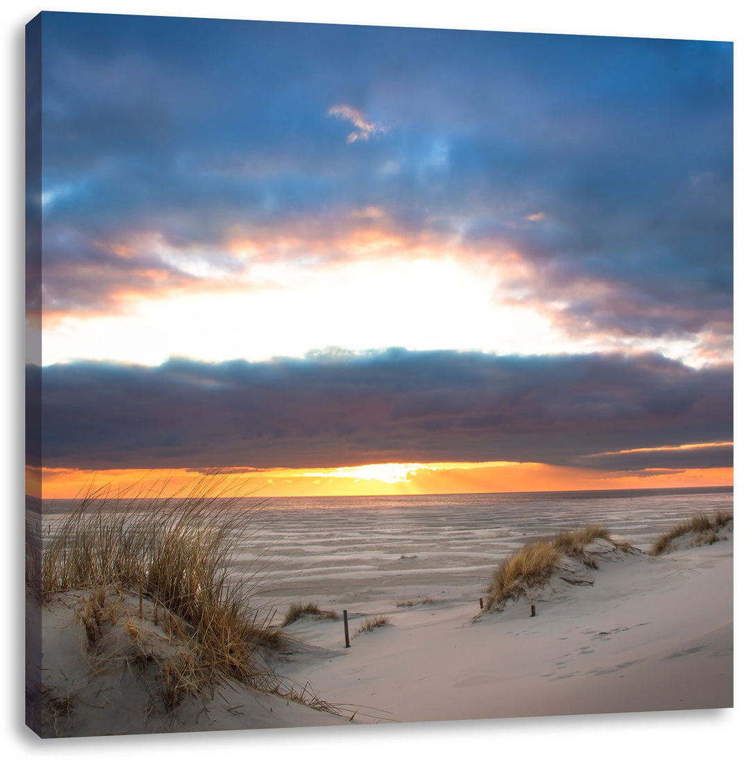 Pixxprint Ruhige Sanddüne an der Nordsee, Format: 70x70 auf Leinwand, 70x70