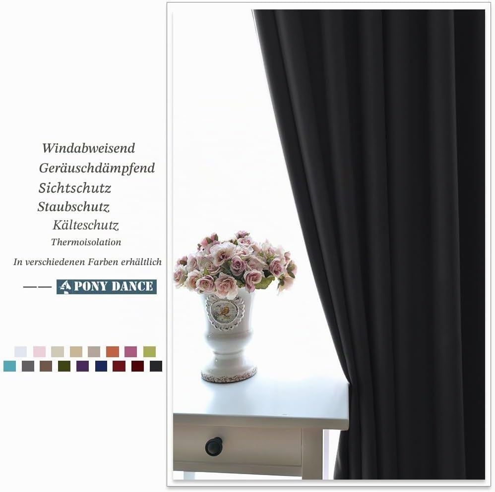PONY DANCE Scheibengardine Blickdicht Küchengardinen Kurz Ösenschal 2er Set H 90 x B 132 cm Vorhang