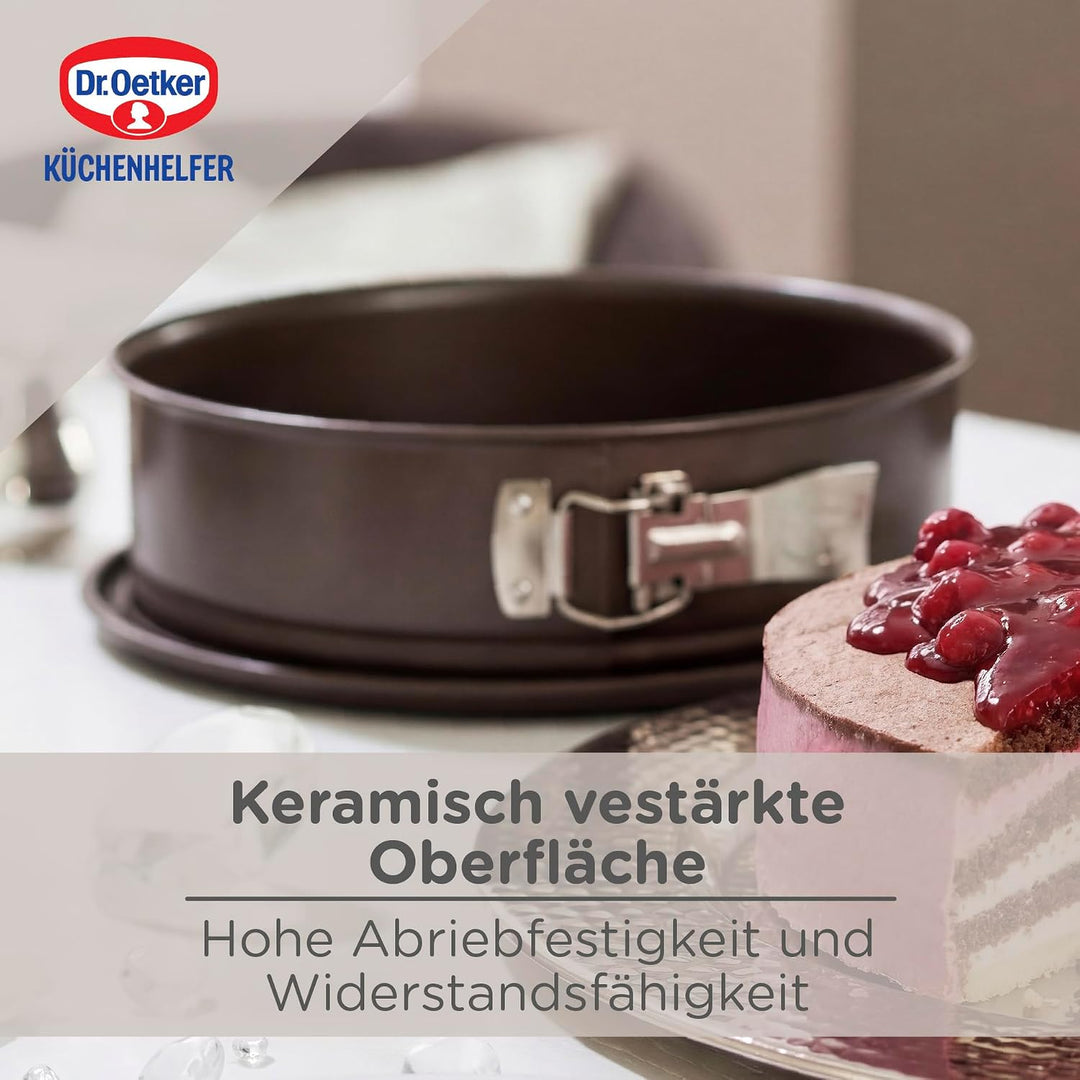Dr. Oetker Springform Ø 24 cm, Backform der Serie Back-Edition mit Emaille-Servierboden, runde Kuche