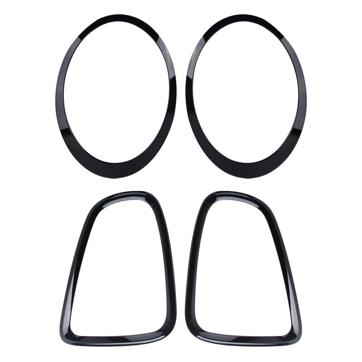 BONRYAN Scheinwerferblenden Cover Trim 4pcs Schwarz glänzend Scheinwerfer Rücklicht Surround Cover T