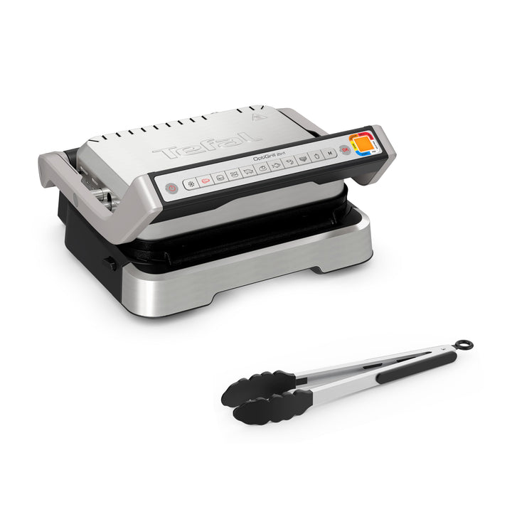 Tefal OptiGrill 2in1 Kontaktgrill, Aufklappbar, Tischgrill, 9 Programme, Garstufenanzeige, Grillzang