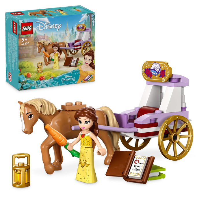 LEGO Disney Princess Belles Pferdekutsche, Prinzessinnen-Set mit Pferde-Spielzeug und Puppe, Kutsche
