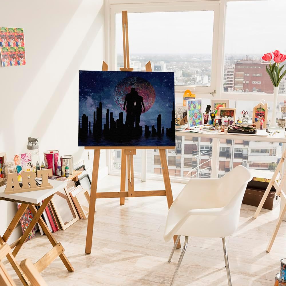 Artnapi Malen nach Zahlen Erwachsene mit Rahmen | DIY Handgemalt | Silhouetten in einer kosmischen S