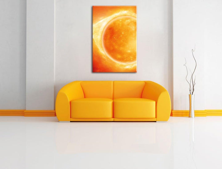 Sonne Feuerball, Format: 100x70 auf Leinwand, XXL riesige Bilder fertig gerahmt mit Keilrahmen, Kuns
