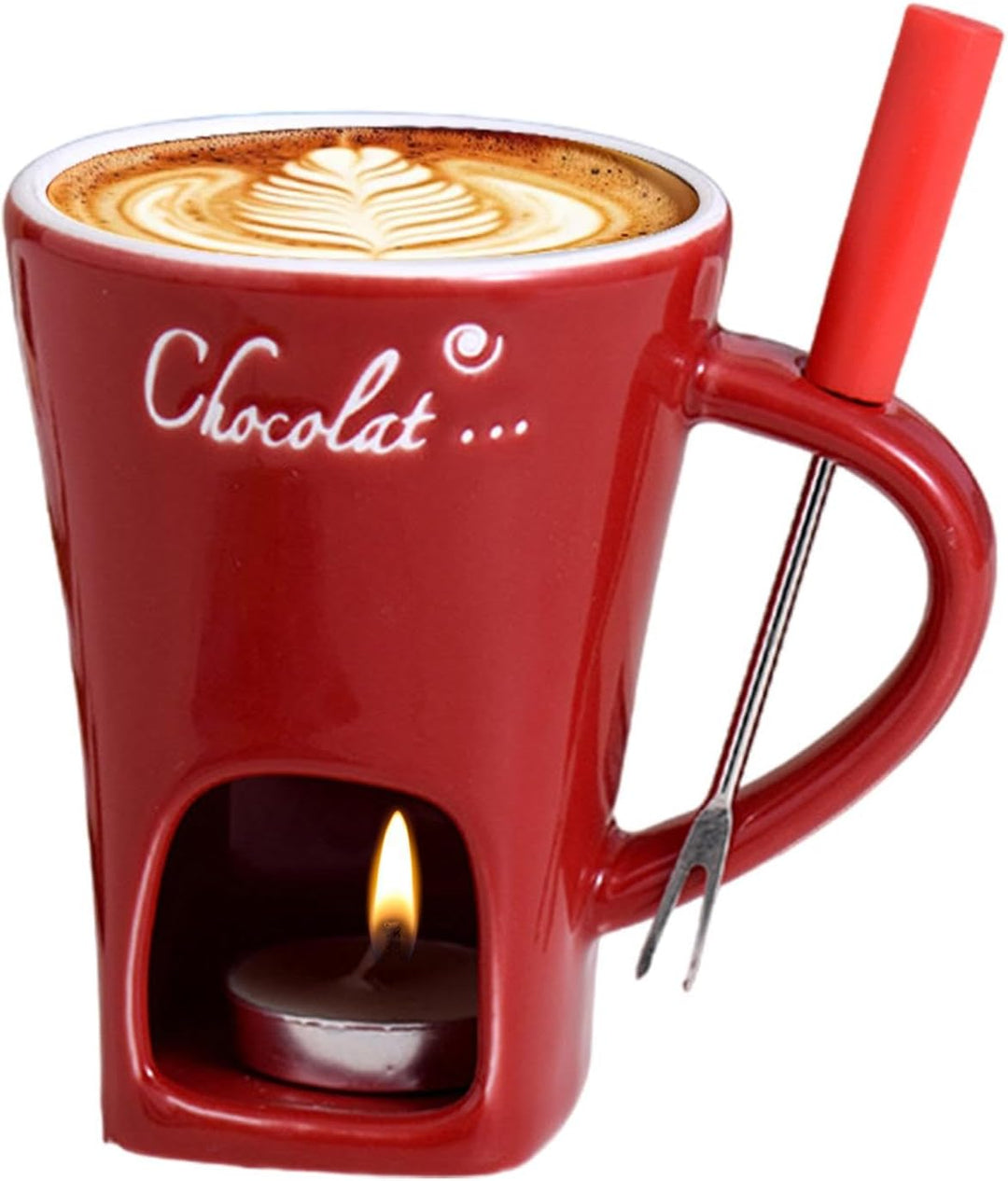 Generisch Schokoladen-Fondue-Becher-Set, Butter-Heiz-Fondue-Gabel | Hot Pot Keramik-Schmelzbecher Sc