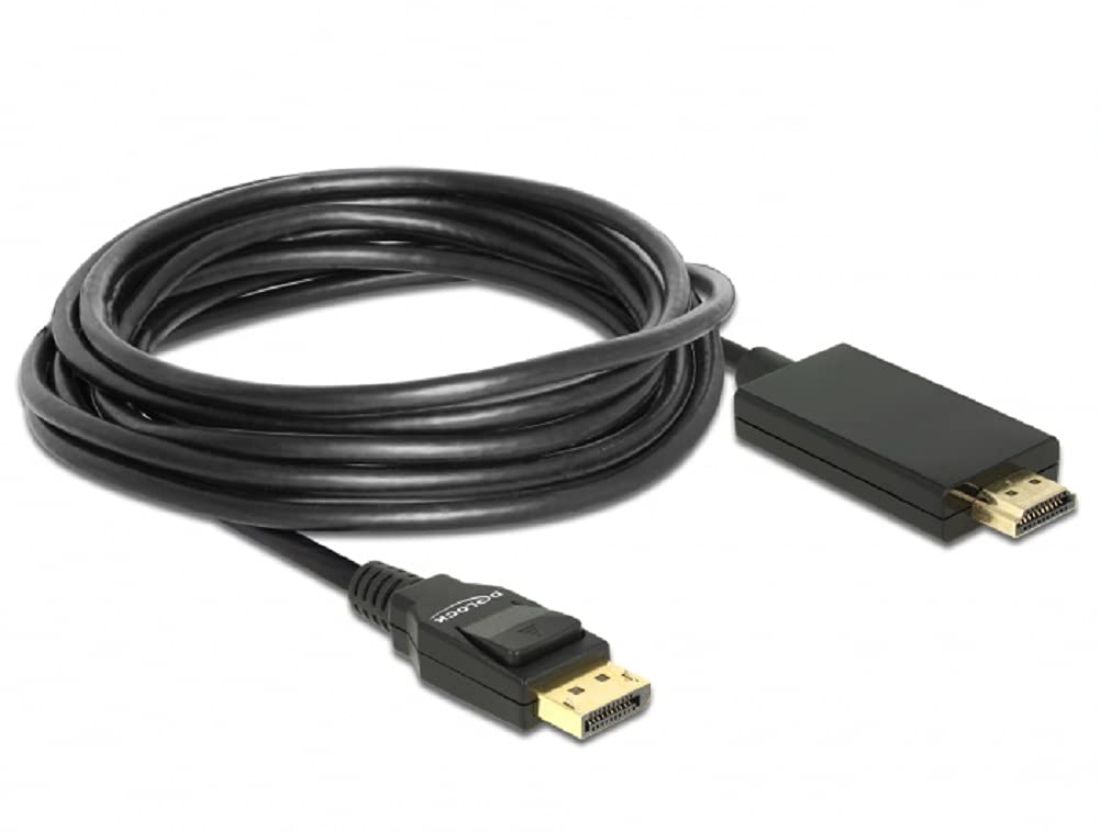 Delock Kabel DisplayPort 1.2 Stecker > High Speed HDMI-A Stecker Passiv 4K 30 Hz 5 m schwarz, 5 m