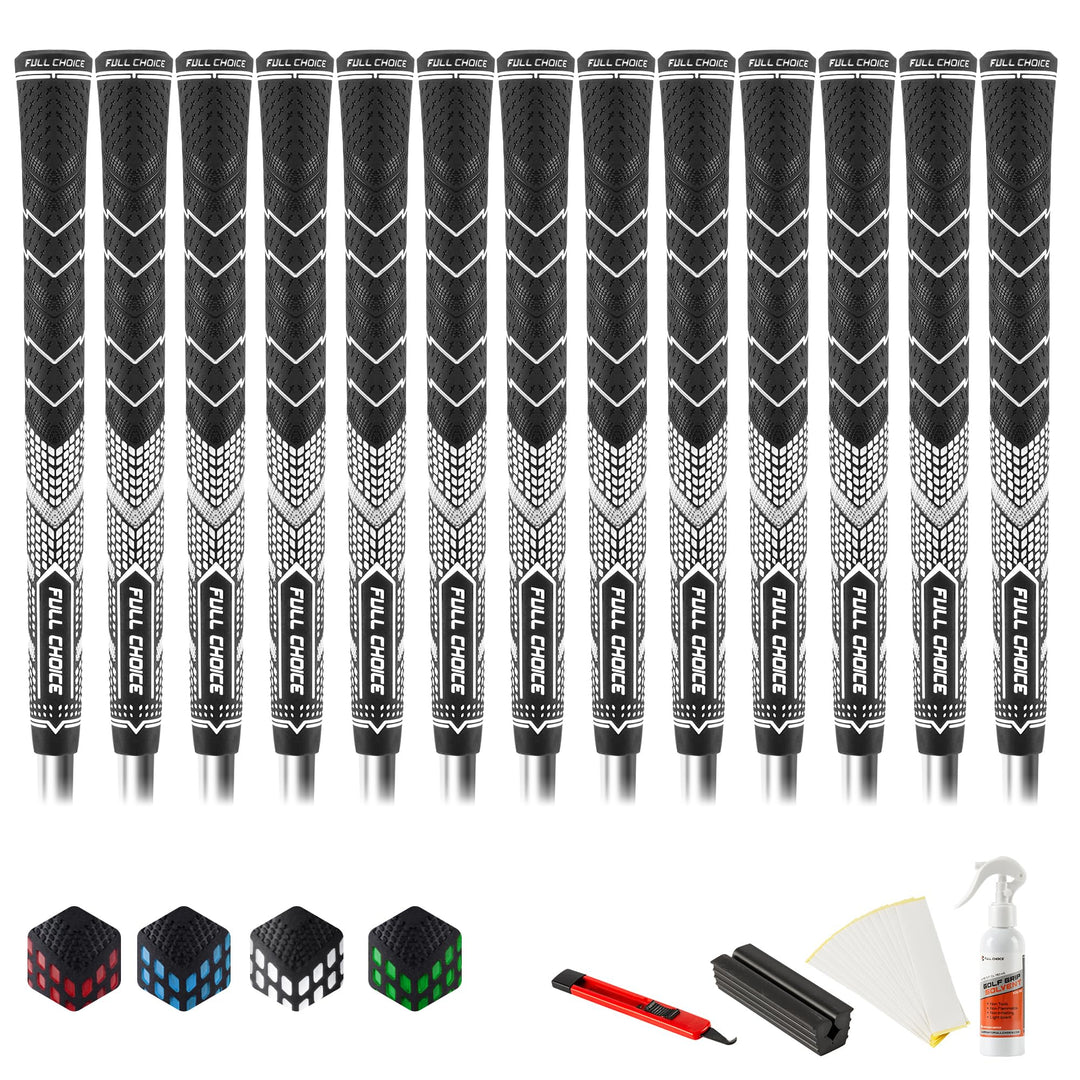 Full Choice Rubber Golf Grips 13 Pack, High Traction, Non-Slip, Advanced Texture, Choose from 13 Gri
