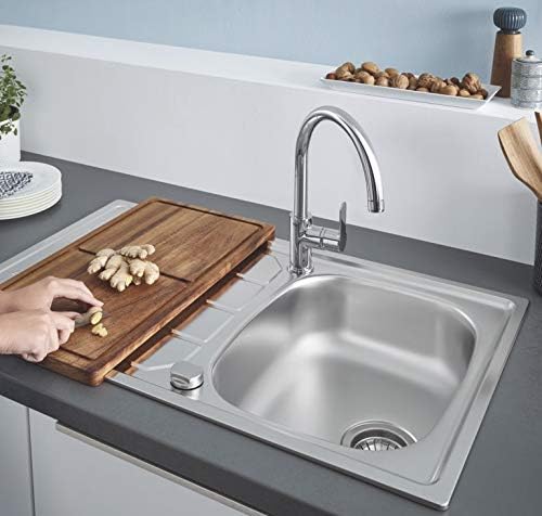 GROHE BauEdge - Einhand-Spültischbetterie (Einlochmontage, Einlochmontage, 360° schwenkbar), chrom,