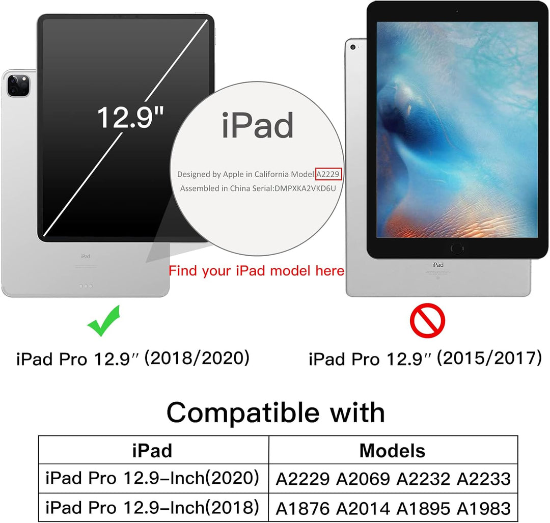 JETech Hülle für iPad Pro 12,9 Zoll (Modell 2020/2018, 4./3. Generation) mit Stifthalter, Pencil Auf