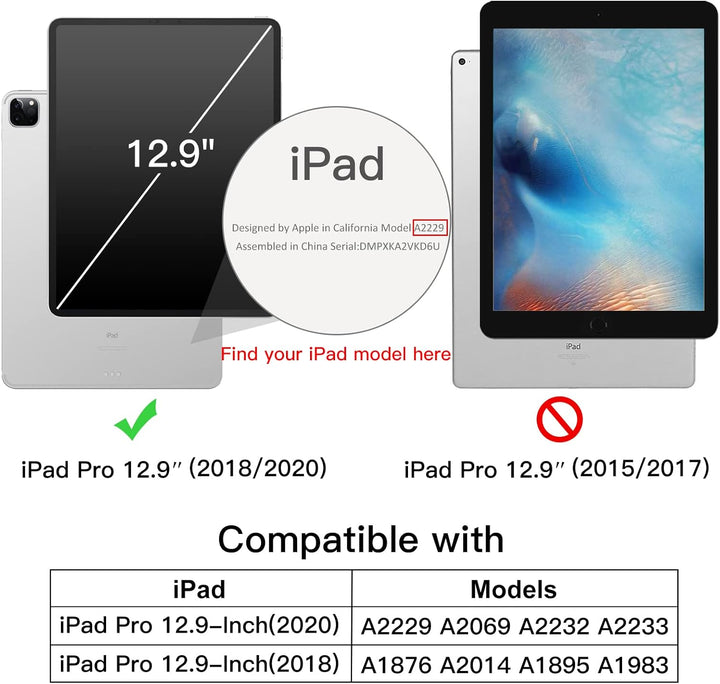 JETech Hülle für iPad Pro 12,9 Zoll (Modell 2020/2018, 4./3. Generation) mit Stifthalter, Pencil Auf