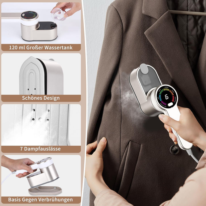Reise Dampfglätter Reisebügeleisen 1200W, 2-in-1 Handbügeleisen & Steamer, 5S Schnellaufheizung, 25g