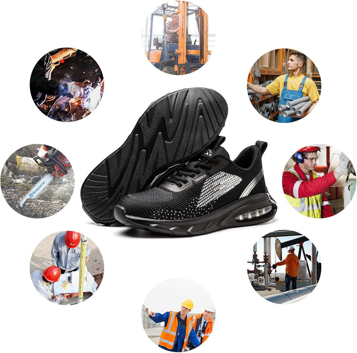 tqgold Sicherheitsschuhe Herren Damen Leicht Arbeitsschuhe Sportlich Schutzschuhe Stahlkappenschuhe