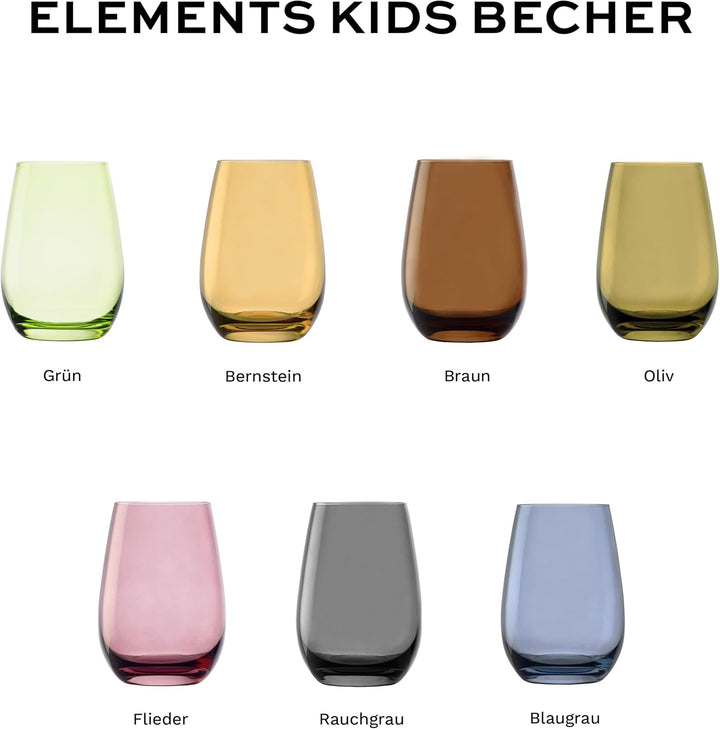 Stölzle Lausitz Wassergläser Set Elements Kids Farbe Bernstein 335 ml randvoll / 6er Set Wassergläse