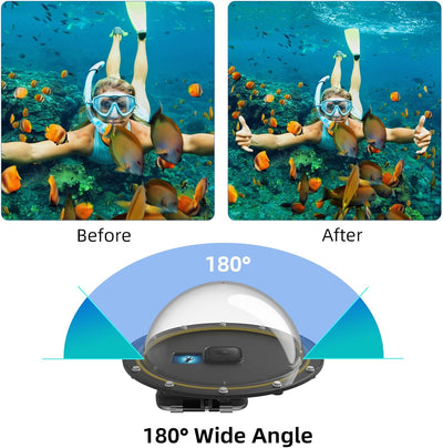 AFAITH Dome Port Kamera Zubehör für GoPro Hero 9 Hero 10 Black Hero 11 Black, Unterwasser 6" GoPro D