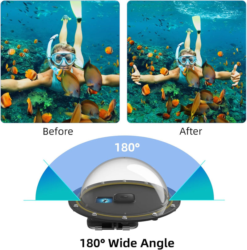 AFAITH Dome Port Kamera Zubehör für GoPro Hero 9 Hero 10 Black Hero 11 Black, Unterwasser 6" GoPro D